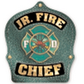 Plastic Curved Back Fire Helmet with Green Jr Fire Chief Shield